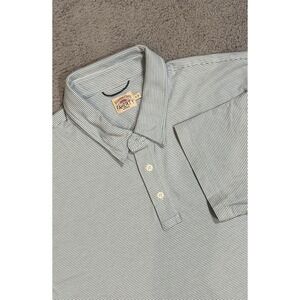 Faherty Men's XL The Movement Polo S/S Performance Blue/White Striped Golf Shirt